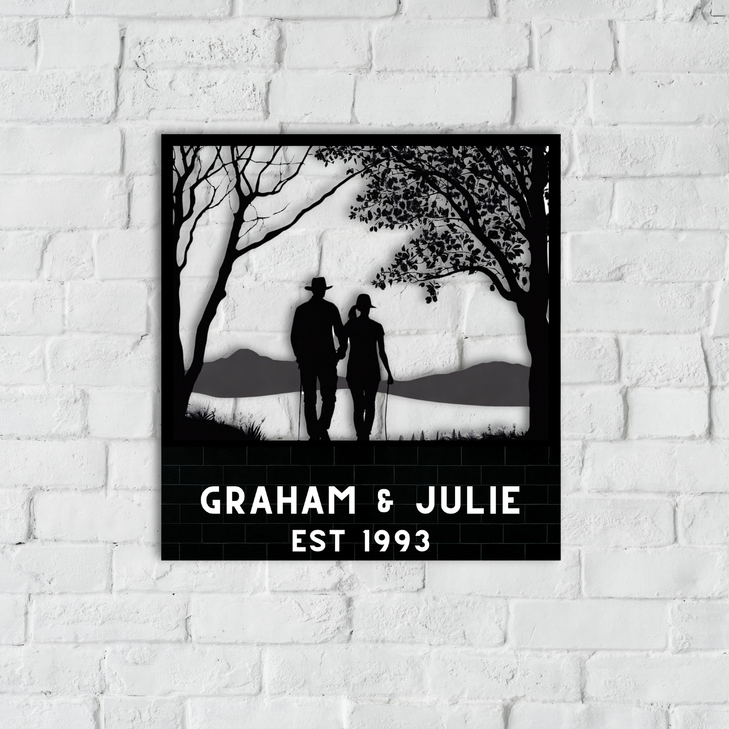 Couple Walking Metal Wall Art