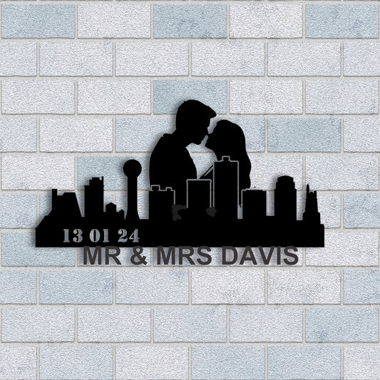 Personalized Dallas Couple Anniversary Metal Wall Art