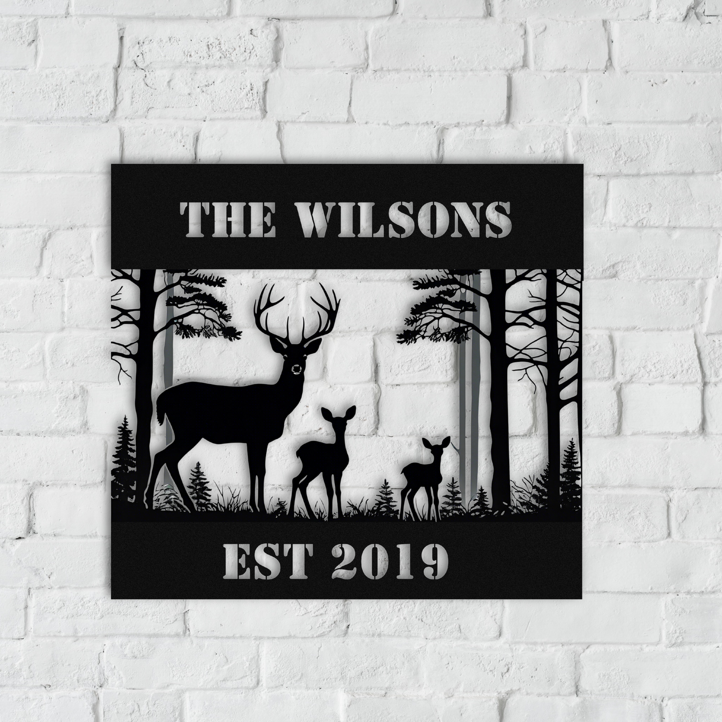 Personalized Deer Metal Wall Art Cabin Sign