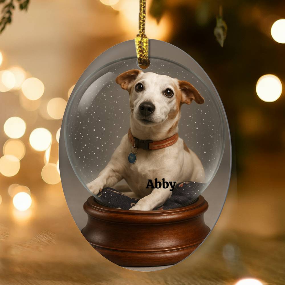Pet Photo Ornament Snow Globe – Custom Christmas Keepsake with Your Own Image