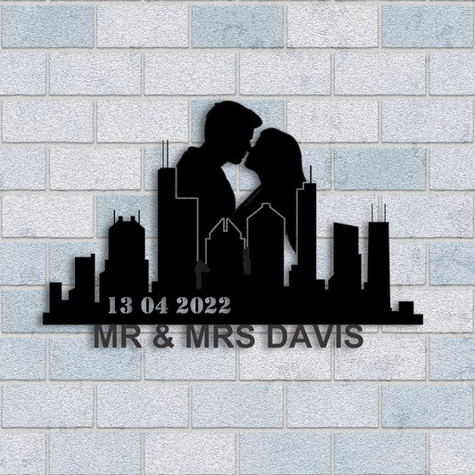 Personalized Houston Couple Anniversary Metal Wall Art