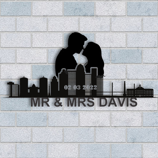 Personalized Louisville Couple Anniversary Metal Wall Art