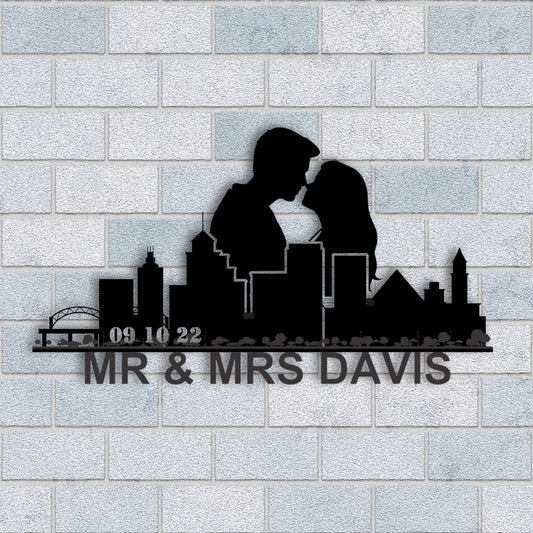 Personalized Memphis Couple Anniversary Metal Wall Art