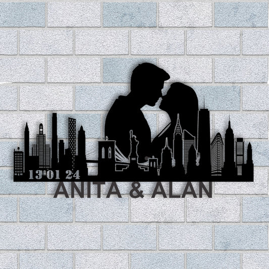 Personalized New York City Boyfriend Anniversary Metal Wall Art