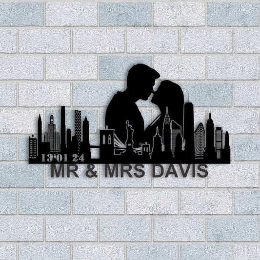 Personalized New York City Couple Anniversary Metal Wall Art
