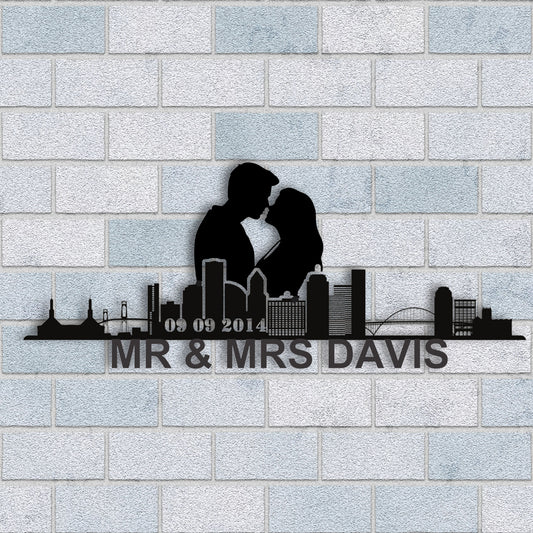Personalized Portland Couple Anniversary Metal Wall Art