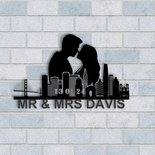 Personalized San Francisco Couple Anniversary Metal Wall Art