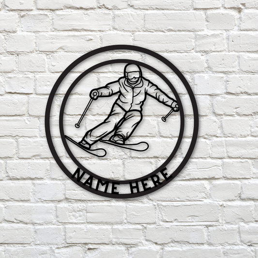 Skiiing Metal Wall Art