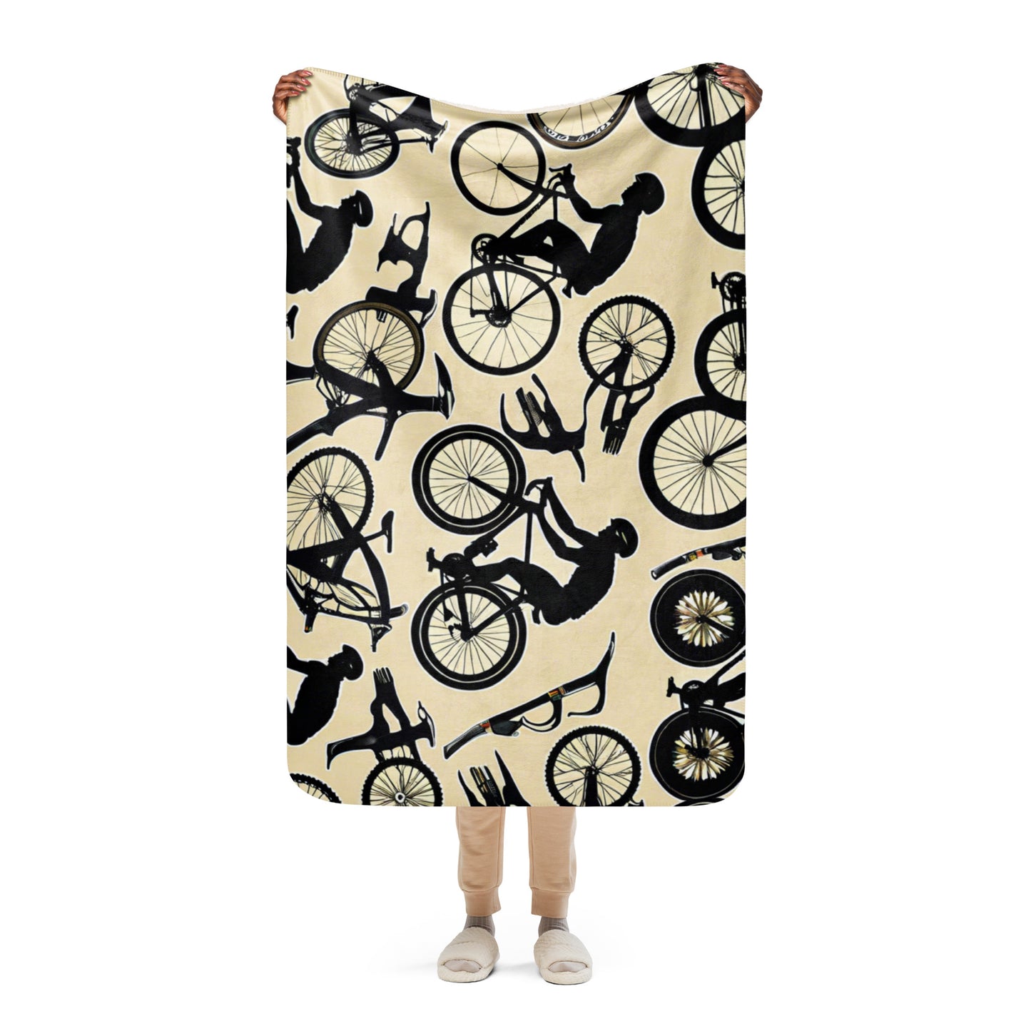 Cyclist Sherpa Blanket, Colorful Cyclist Blanket Gift