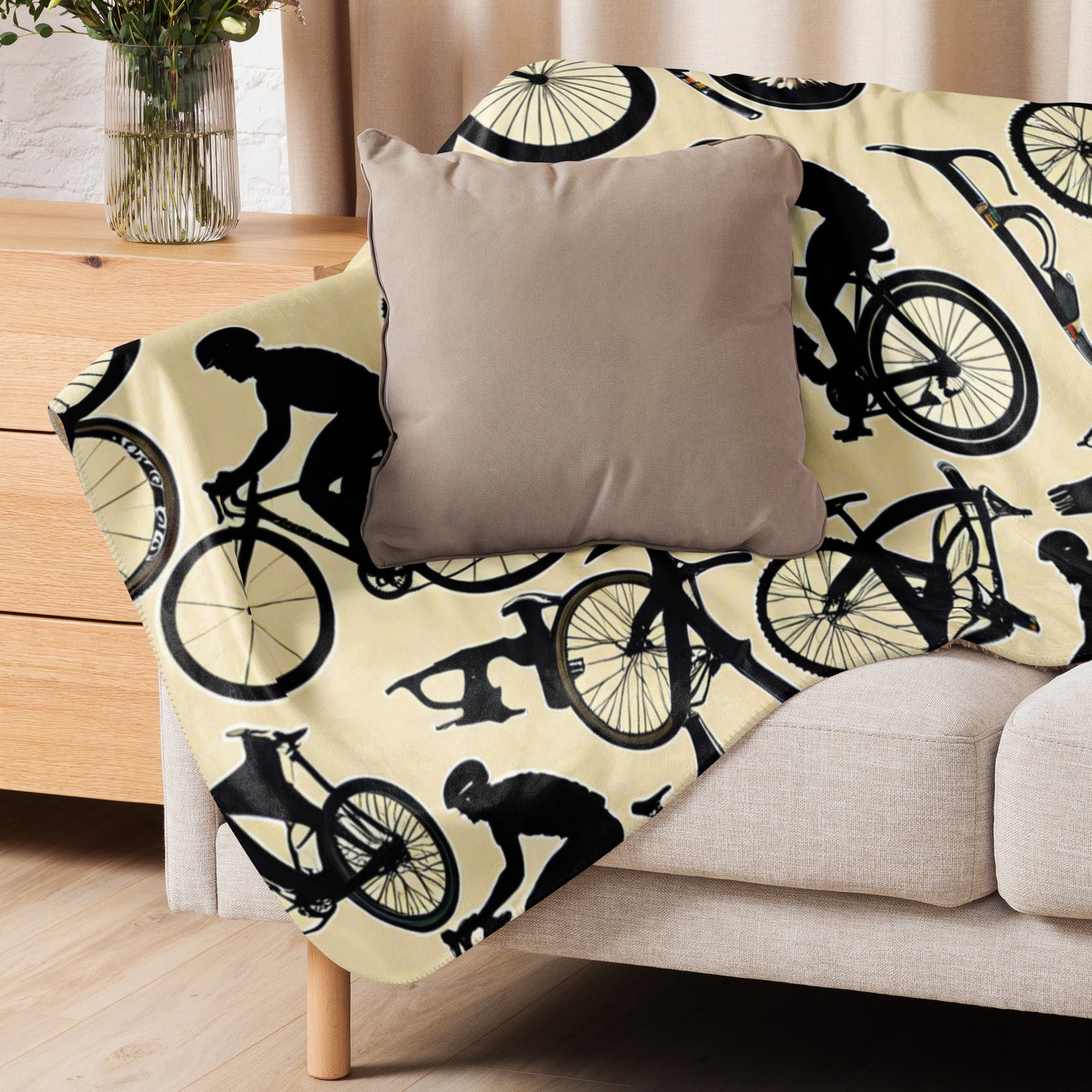 Cyclist Sherpa Blanket, Colorful Cyclist Blanket Gift