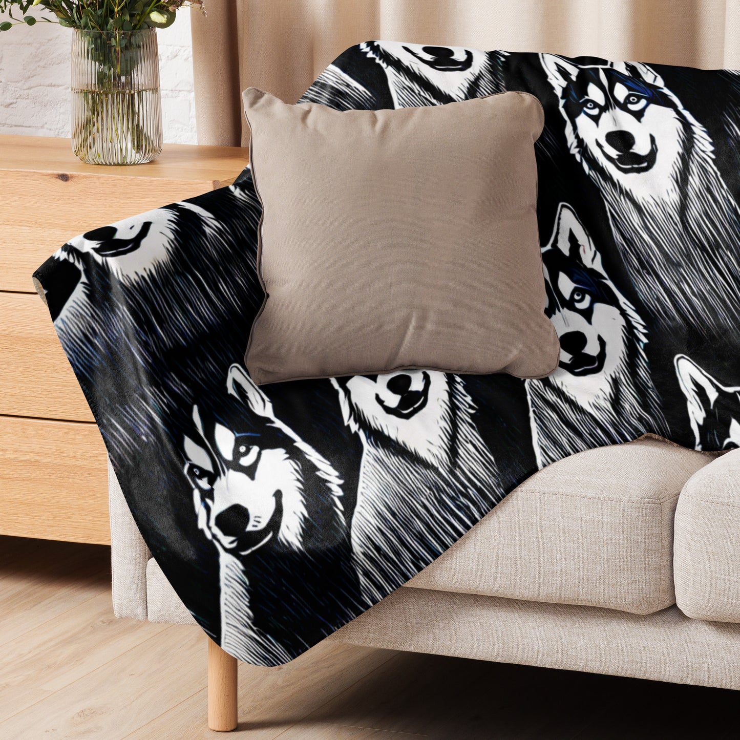 Siberian Husky Sherpa Blanket, Siberian Husky Mom Gift, Siberian Husky Lover Blanket