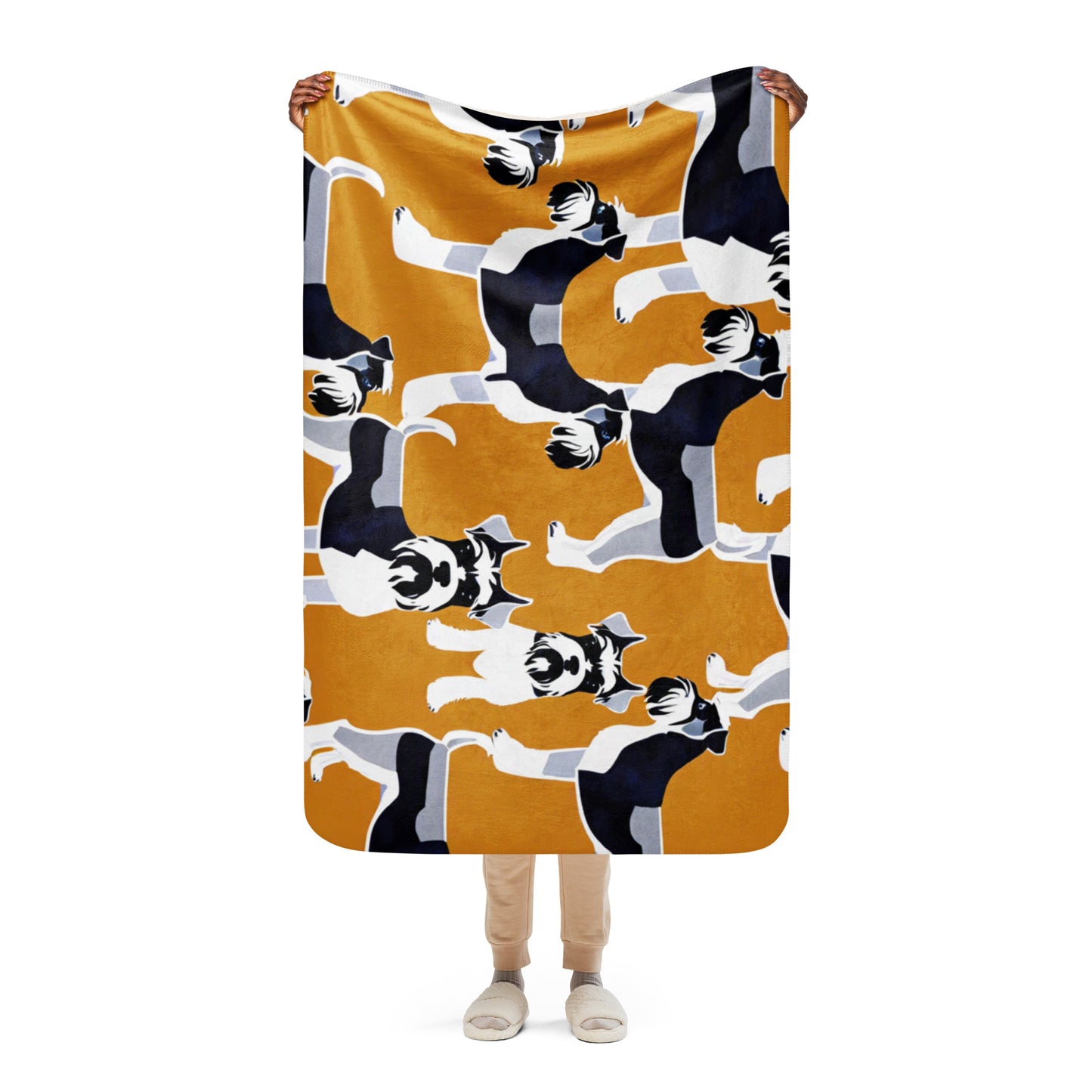 Schnauzer Sherpa Blanket, Colorful Schnauzer Blanket Gift, Schnauzer Mom Gift