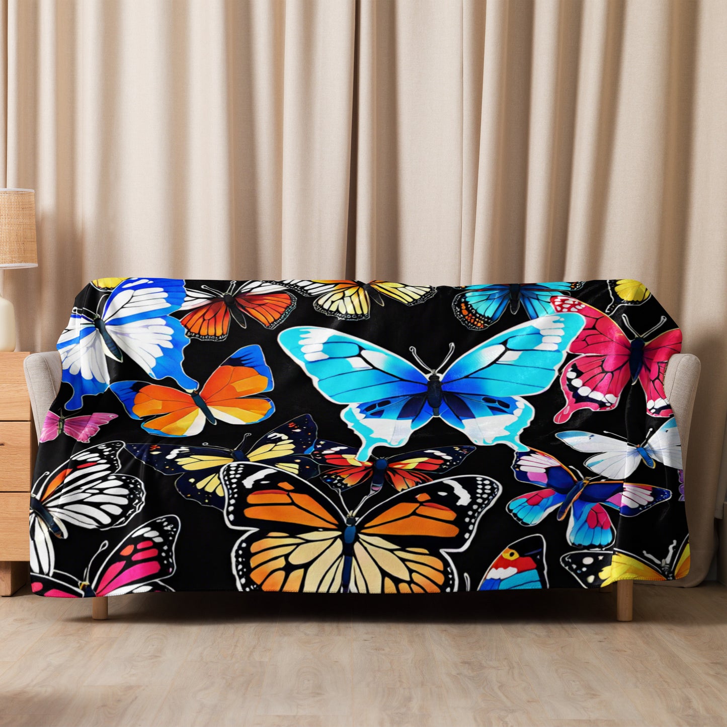 Butterfly Sherpa Blanket, Colorful Butterfly Blanket Gift, Butterfly Lover Gift