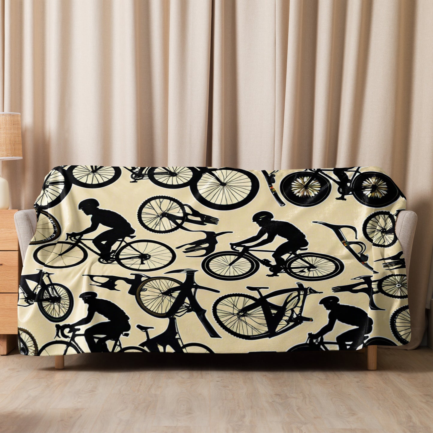 Cyclist Sherpa Blanket, Colorful Cyclist Blanket Gift