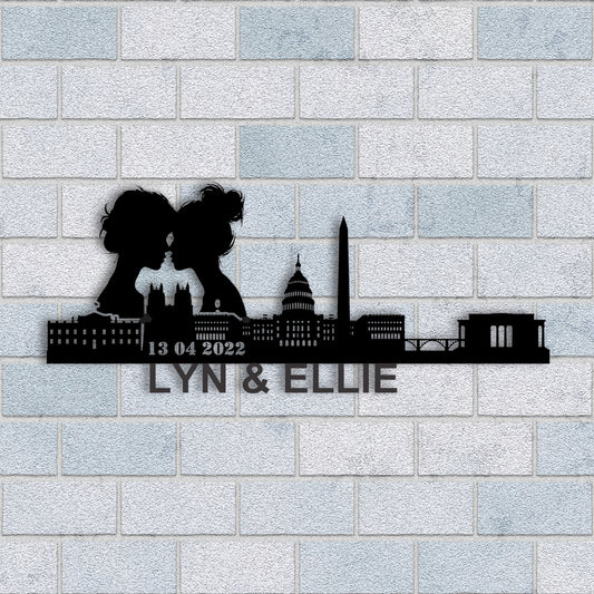 Personalized Washington DC Lesbian Couple Anniversary Metal Wall Art