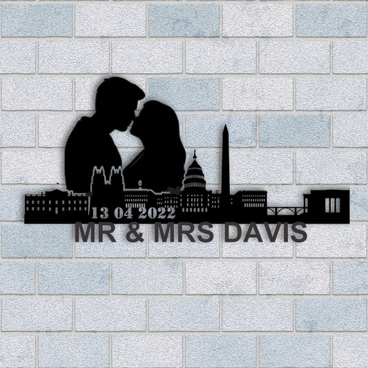 Personalized Washington DC Couple Anniversary Metal Wall Art