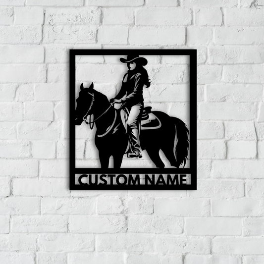 Lady On Horse Metal Wall Art