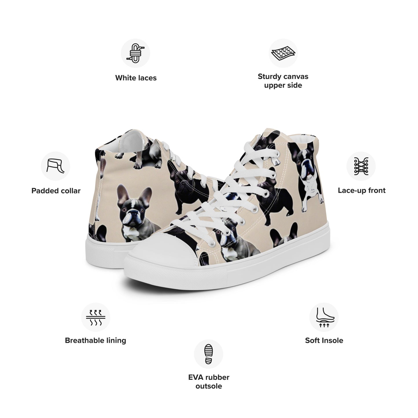 Chihuahua Women’s High Top Canvas Shoes