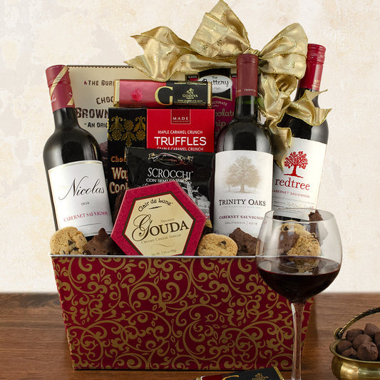 Triple Cabernet: Gourmet Wine Basket