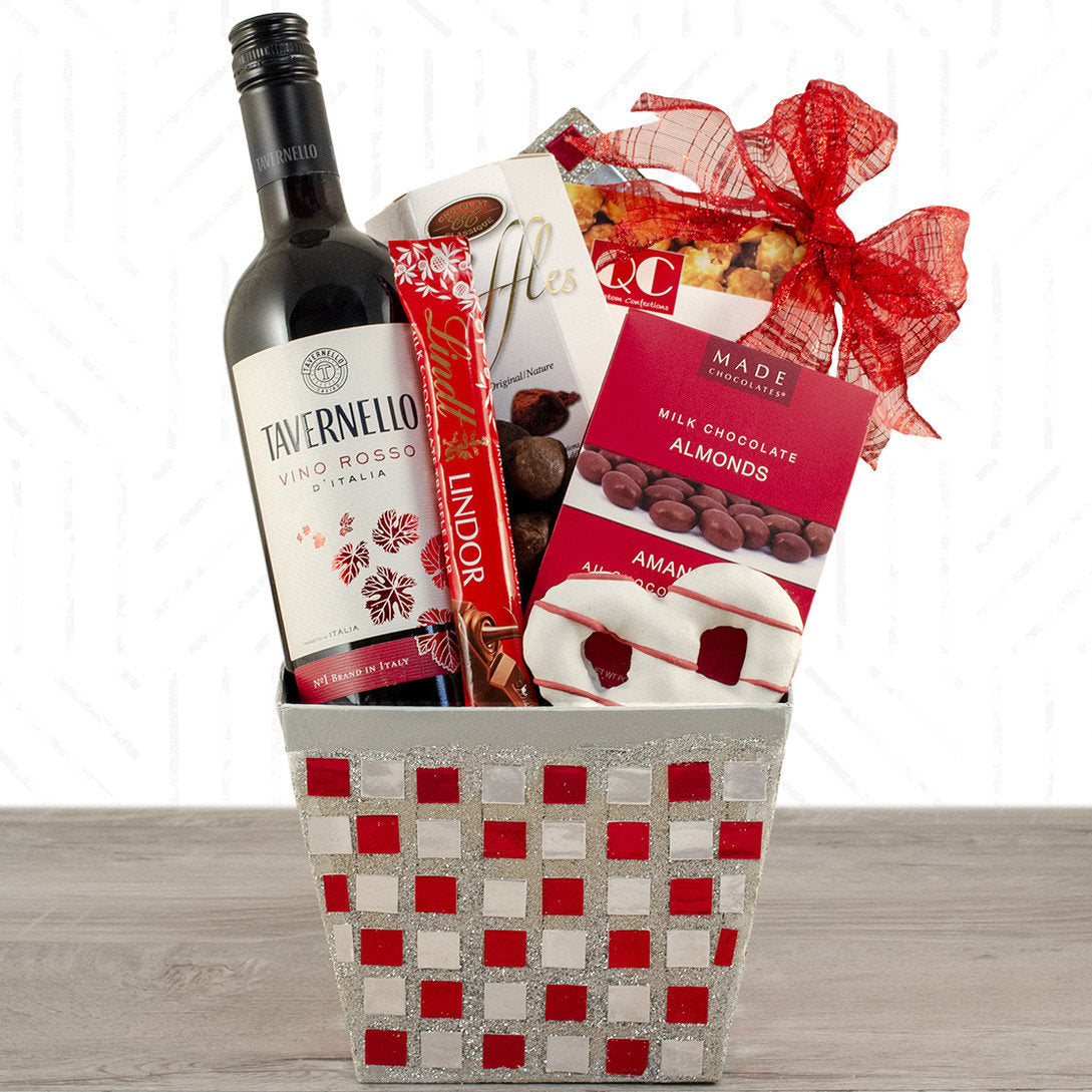 Holiday Mosaic: Red Wine Gift Basket