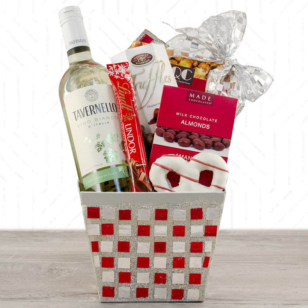 Holiday Mosaic: White Wine Gift Basket