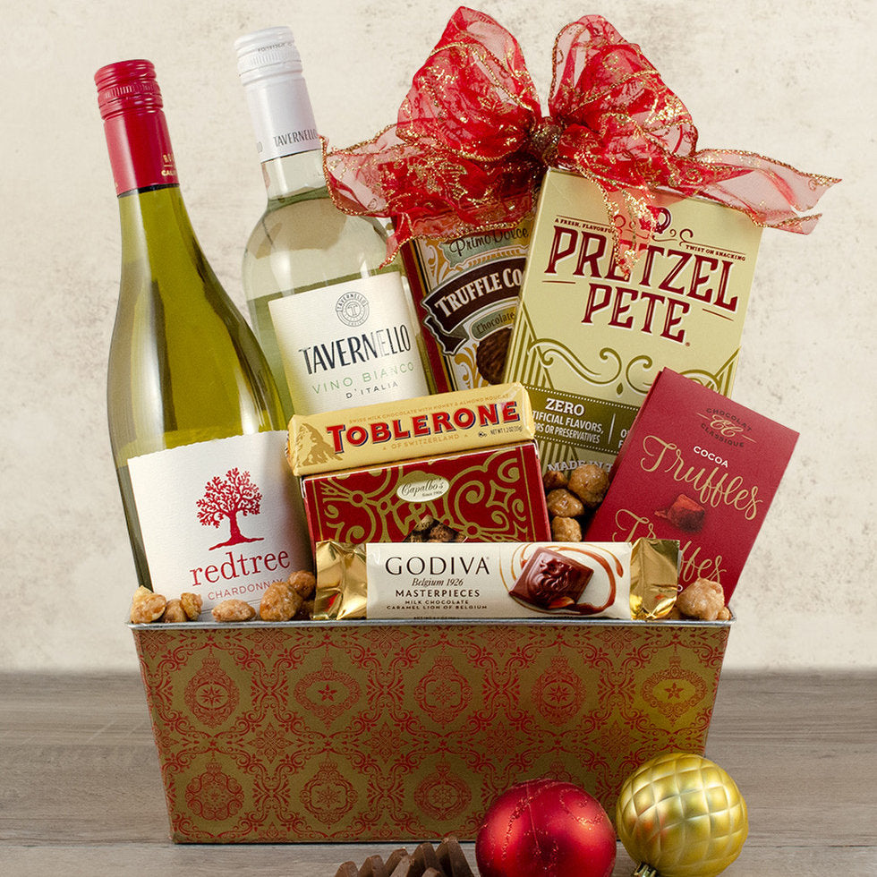 White Christmas Duet: Wine Gift Basket
