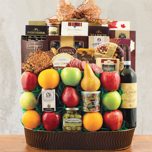 Gourmet Specialty: Wine & Fruit Gift Basket