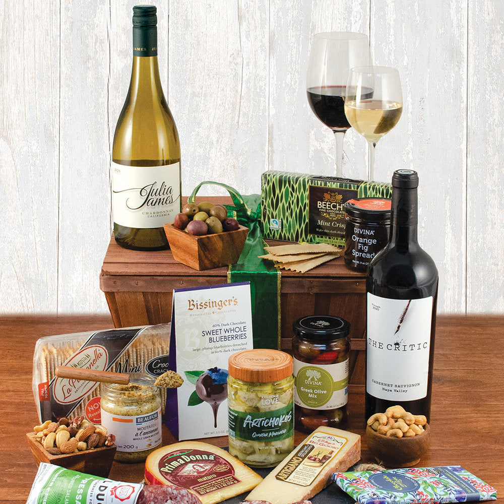 Cabernet & Chardonnay Artisanal Delights: Wine Gift Crate
