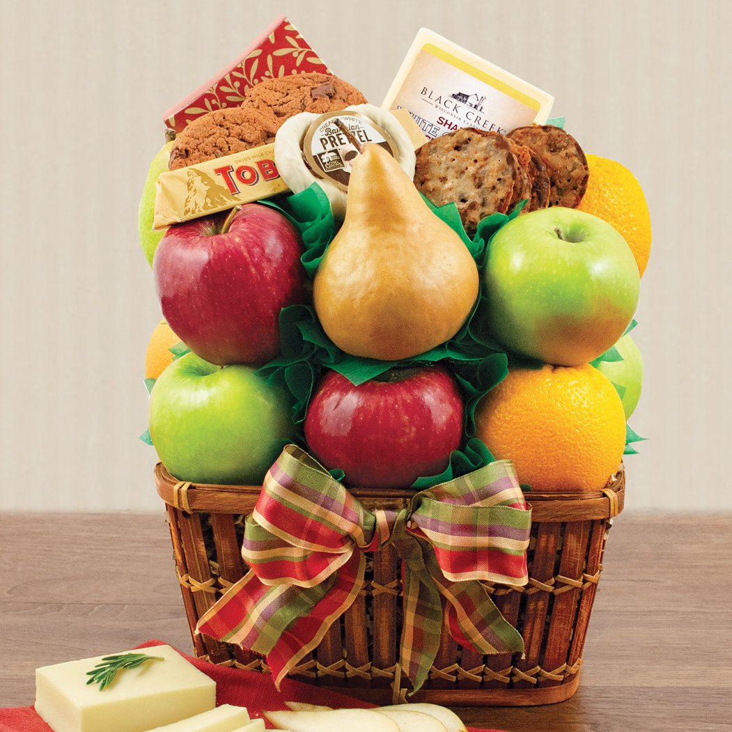 Harvest Bounty: Fruit & Snacks Gift Basket