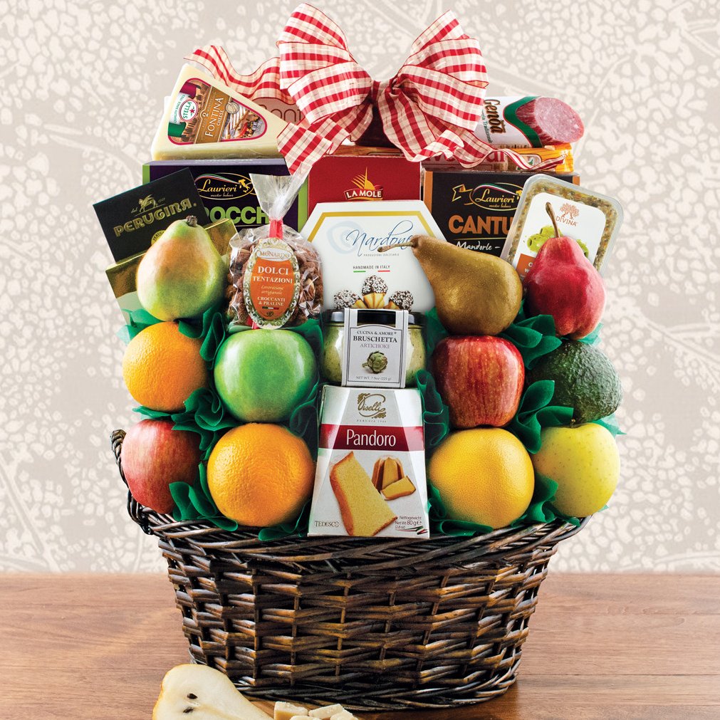 Italian Treasures: Fruit & Gourmet Gift Basket