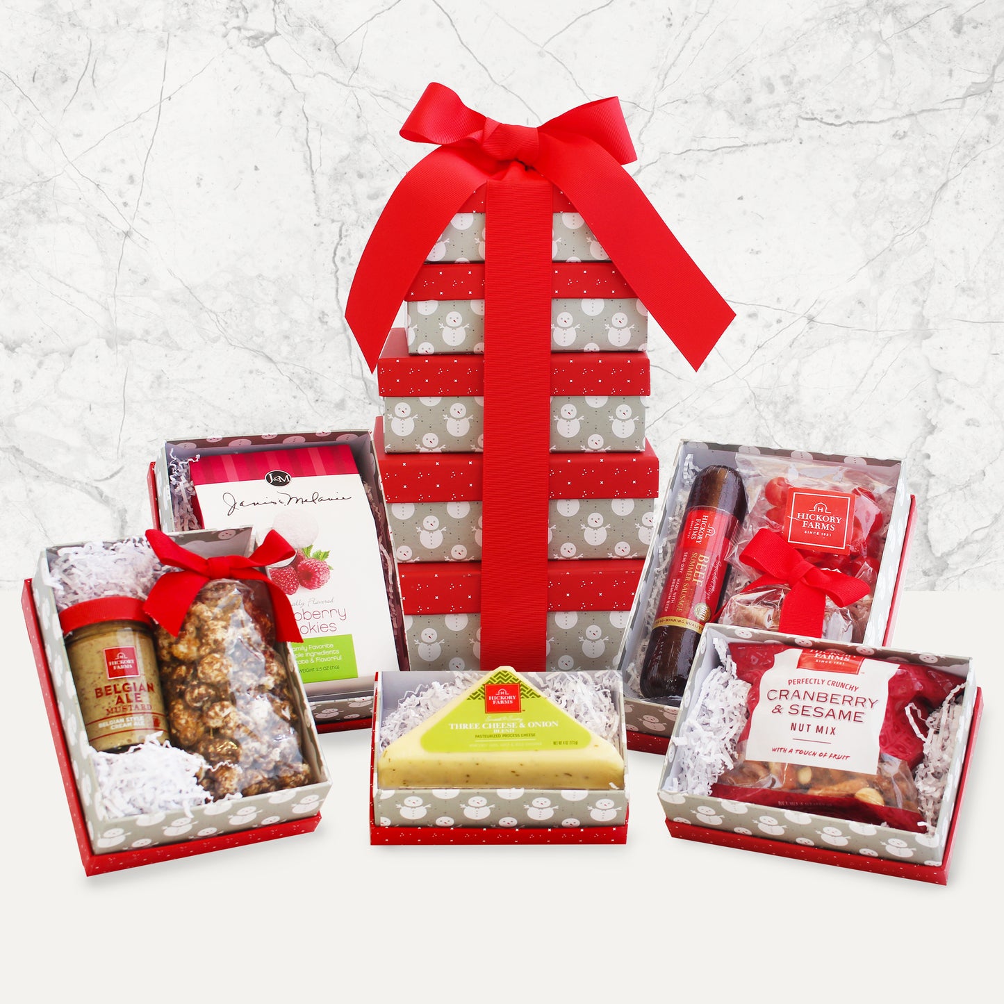 Snowflake Delights: Holiday Meat & Cheese Gift Tower
