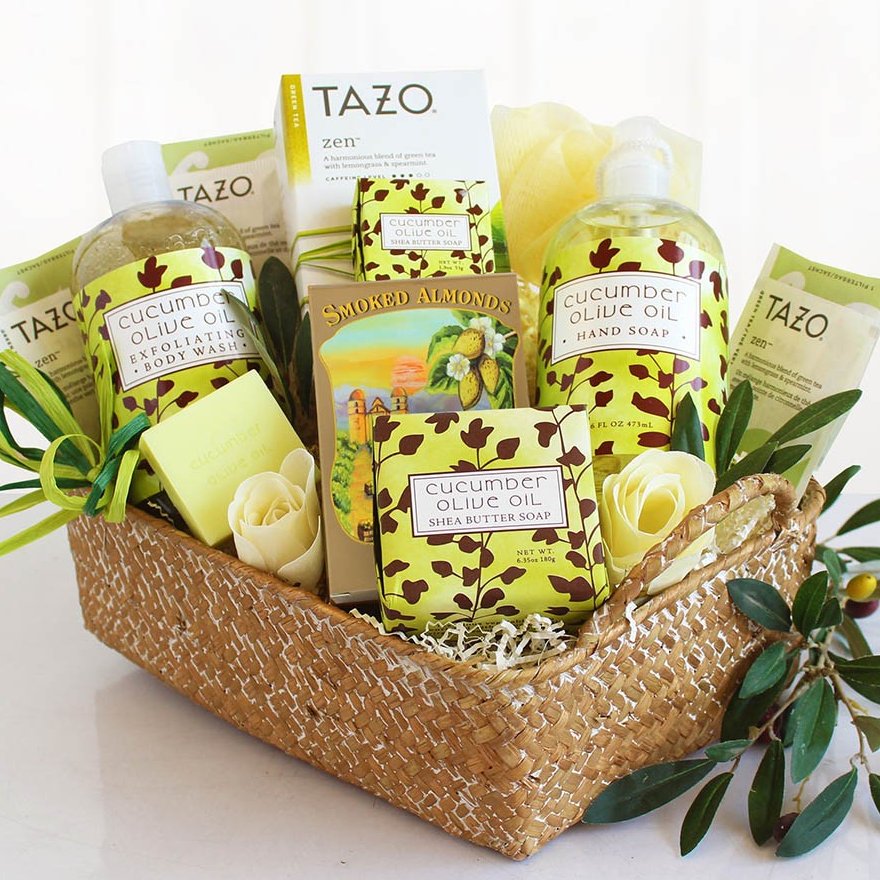 Spa Retreat: Natural Cucumber & Olive Oil Spa Gift Basket