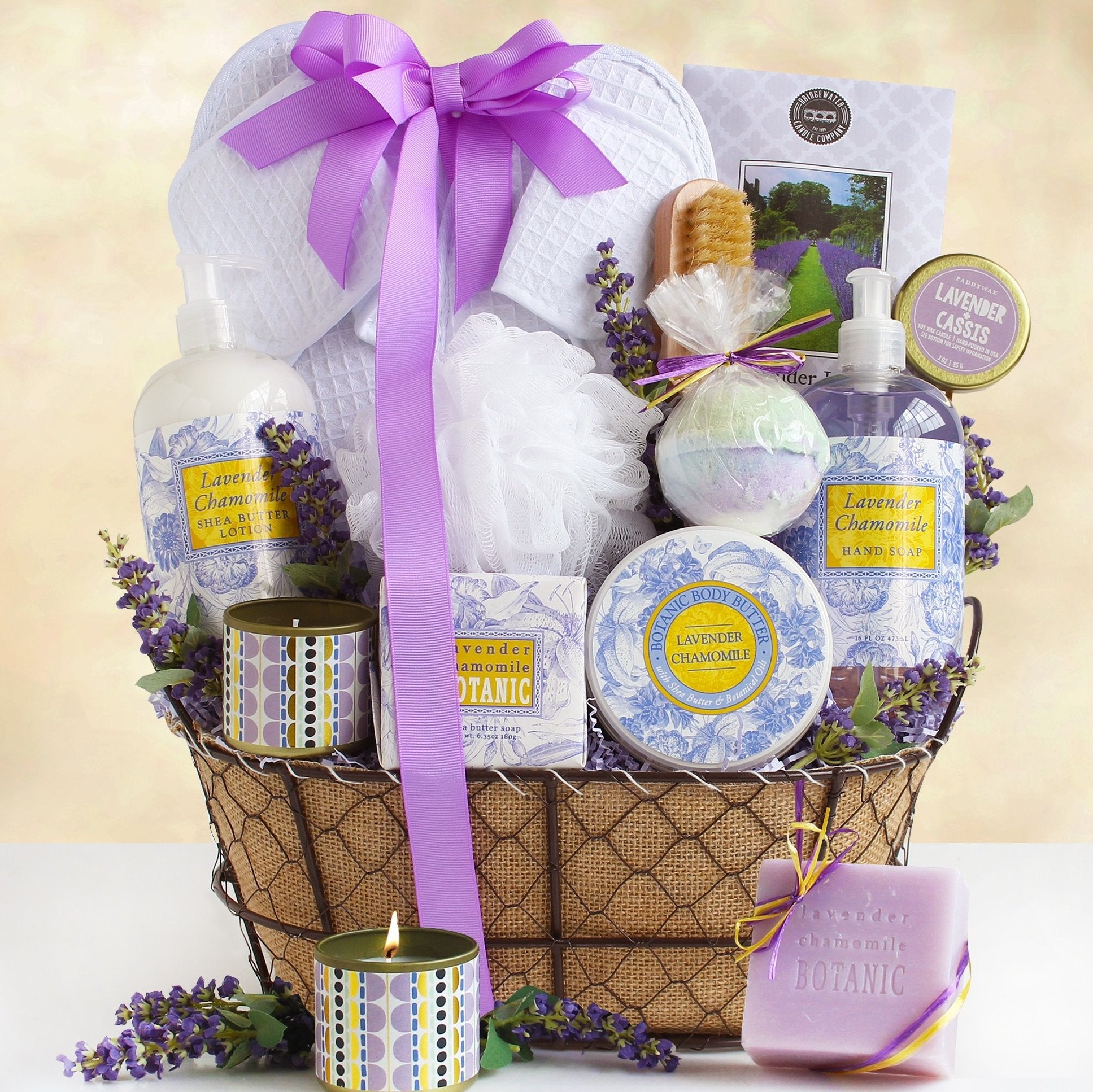 Spa Getaway: Lavender Chamomile Spa Gift Basket