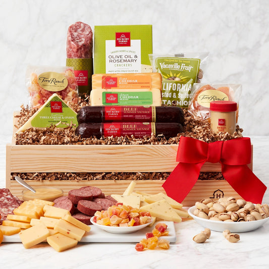 Gourmet Deluxe: Meat & Cheese Wooden Gift Crate