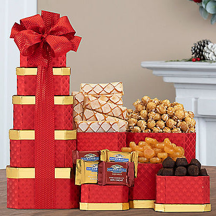 Regal Red: Gourmet Gift Tower