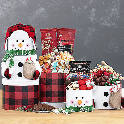 Snowman Sweets: Holiday Chocolate Gift Tower