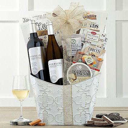 Sterling Vintner's Duo: Gourmet Wine Gift Basket