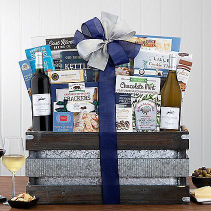 Steeplechase Red and White Duet: Gourmet Wine Basket