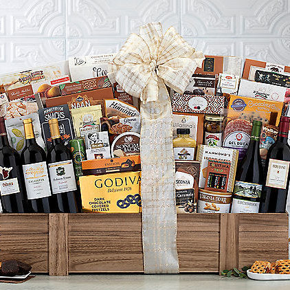 Connoisseur's Red Wine Collection: Premium Gift Basket