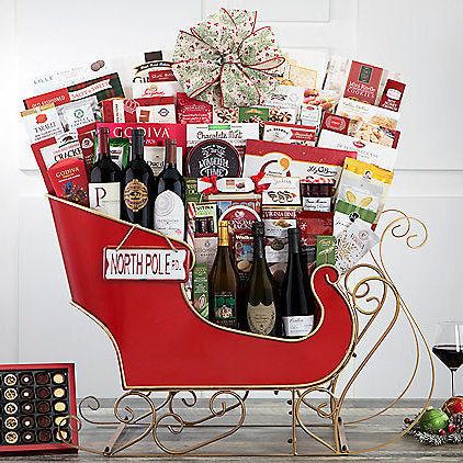 Sommelier's Fine Wine: Holiday Sleigh Gift Basket