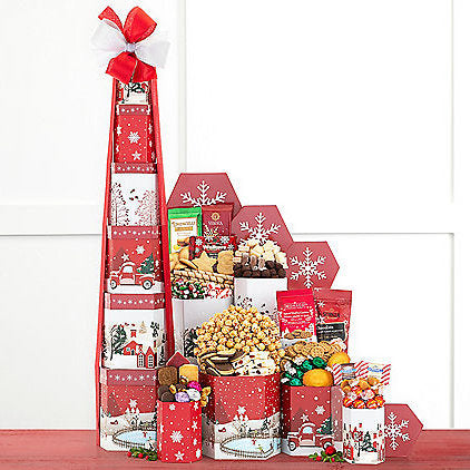 Winter Cheer: Christmas Holiday Gift Tower