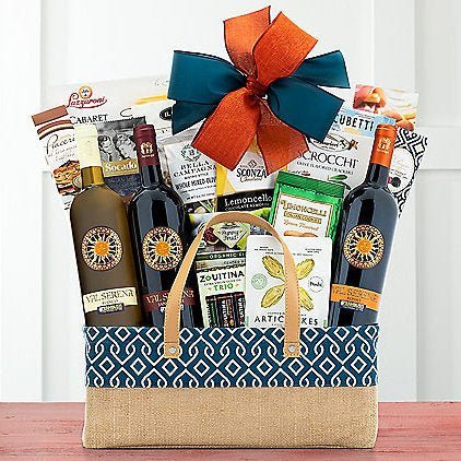 Tuscan Wine Trio: Gourmet Wine Gift Basket