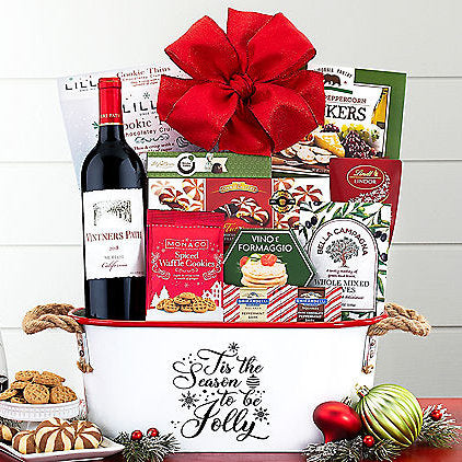 Vintner's Path Merlot: Holiday Wine Gift Basket