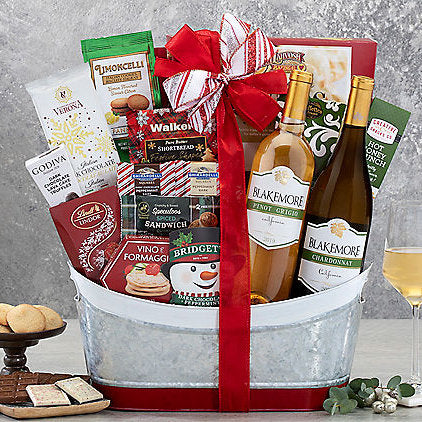 Holiday White Duet: Wine Gift Basket
