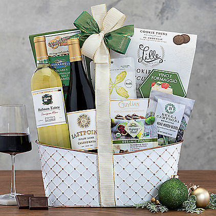 Festive Duet: Red & White Wine Gift Basket