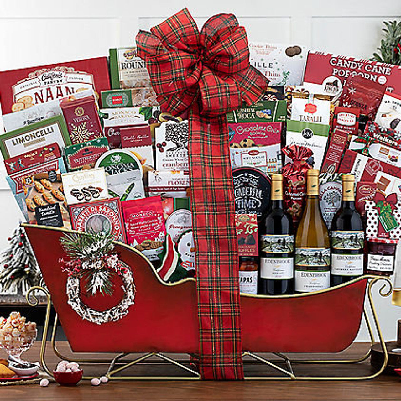 Edenbrook Collection: Holiday Sleigh Wine Basket