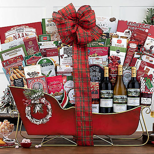 Edenbrook Collection: Holiday Sleigh Wine Basket