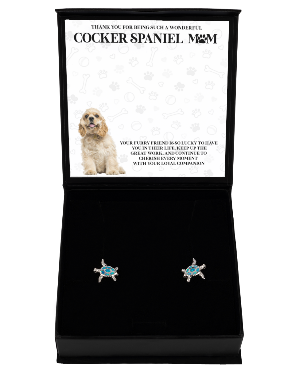 Cocker Spaniel Mom Opal Turtle Earrings - Dog Mom Gifts For Women Birthday Christmas Mother's Day Jewelry Gift For Cocker Spaniel Dog Lover