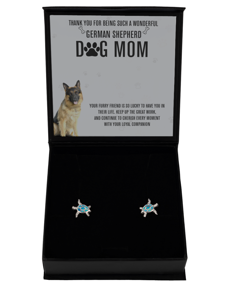 German Shepherd Mom Opal Turtle Earrings - Dog Mom Gifts For Women Birthday Christmas Mother's Day Jewelry Gift For German Shepherd Dog Lover