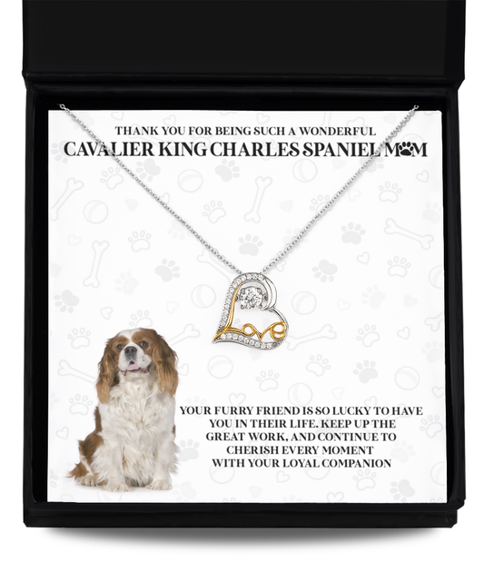 Cavalier King Charles Spaniel Mom Love Dancing Necklace - Dog Mom Gifts For Women Birthday Christmas Mother's Day Gift Necklace For Cavalier King Charles Spaniel Dog Lover